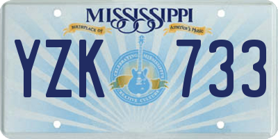 MS license plate YZK733