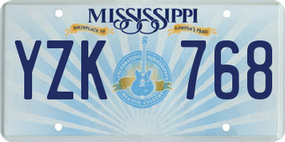 MS license plate YZK768