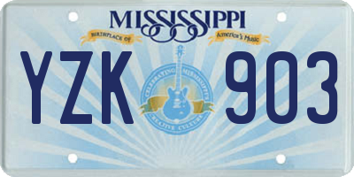 MS license plate YZK903