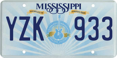 MS license plate YZK933