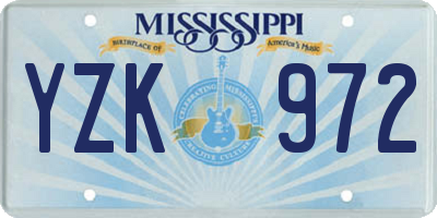 MS license plate YZK972