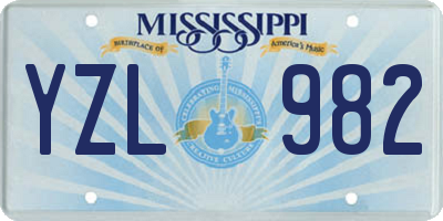 MS license plate YZL982
