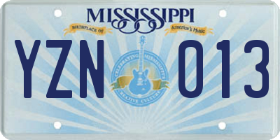 MS license plate YZN013