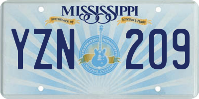 MS license plate YZN209