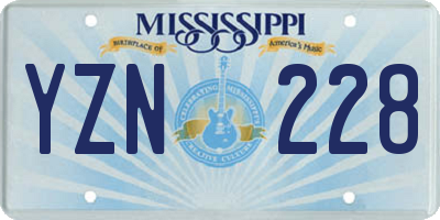 MS license plate YZN228