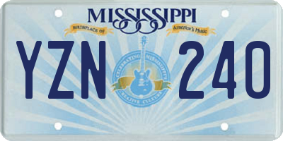 MS license plate YZN240