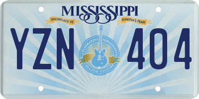 MS license plate YZN404