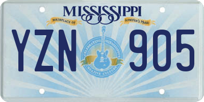 MS license plate YZN905