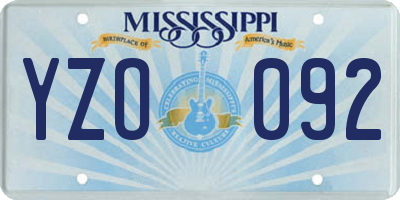 MS license plate YZO092