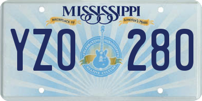 MS license plate YZO280