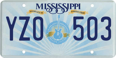 MS license plate YZO503