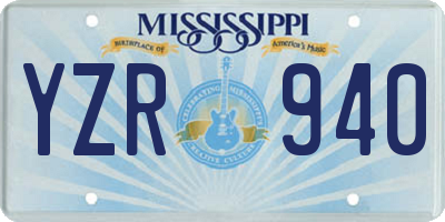 MS license plate YZR940