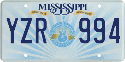 MS license plate YZR994