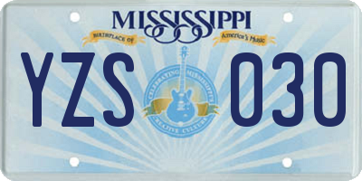 MS license plate YZS030