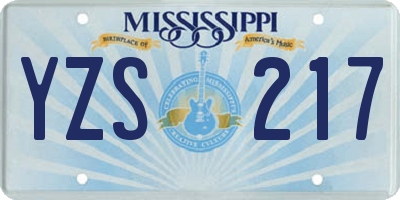 MS license plate YZS217