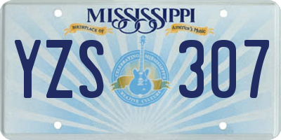 MS license plate YZS307