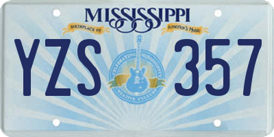 MS license plate YZS357