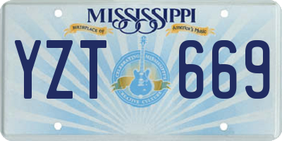 MS license plate YZT669
