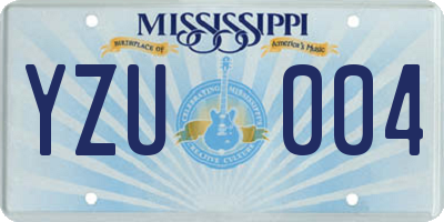 MS license plate YZU004