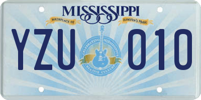 MS license plate YZU010