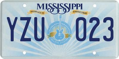 MS license plate YZU023