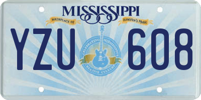 MS license plate YZU608