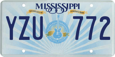 MS license plate YZU772
