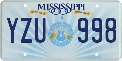 MS license plate YZU998