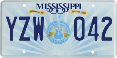 MS license plate YZW042