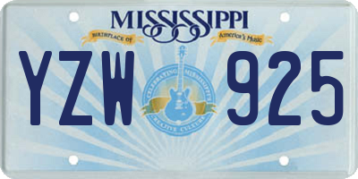 MS license plate YZW925