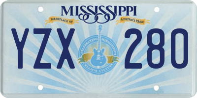 MS license plate YZX280