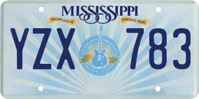 MS license plate YZX783