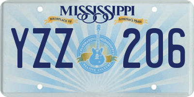 MS license plate YZZ206