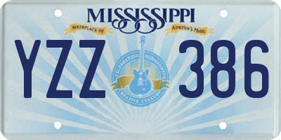MS license plate YZZ386