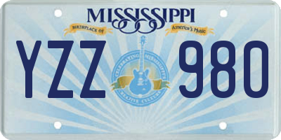 MS license plate YZZ980