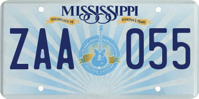 MS license plate ZAA055