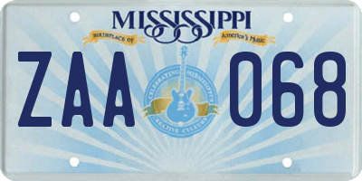 MS license plate ZAA068