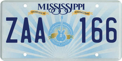 MS license plate ZAA166