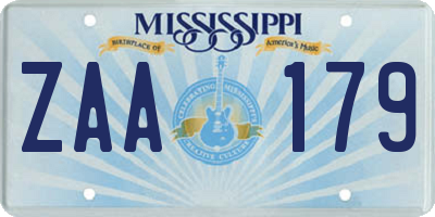 MS license plate ZAA179