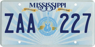 MS license plate ZAA227