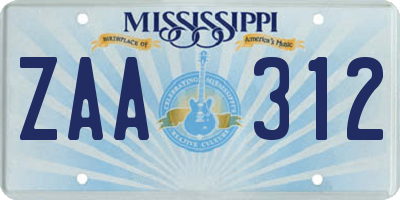 MS license plate ZAA312