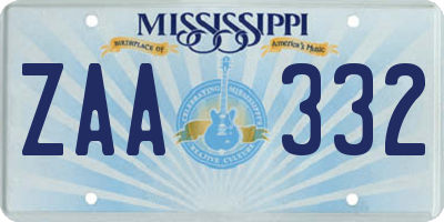 MS license plate ZAA332
