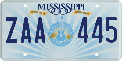 MS license plate ZAA445