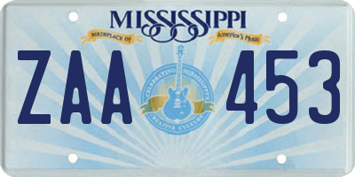 MS license plate ZAA453