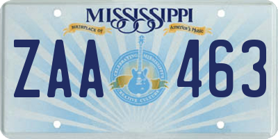 MS license plate ZAA463