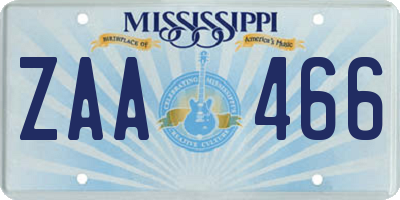 MS license plate ZAA466