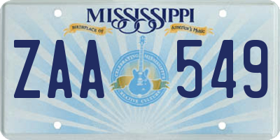 MS license plate ZAA549