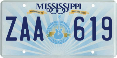 MS license plate ZAA619