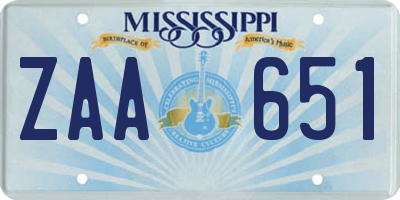 MS license plate ZAA651