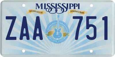 MS license plate ZAA751